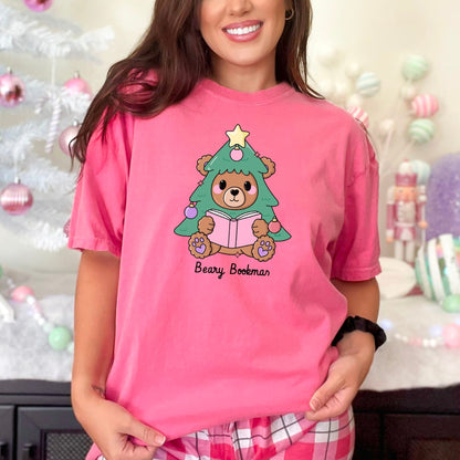 Beary Bookmas Heavyweight Comfort Colors Shirt - Starry Skies Austin