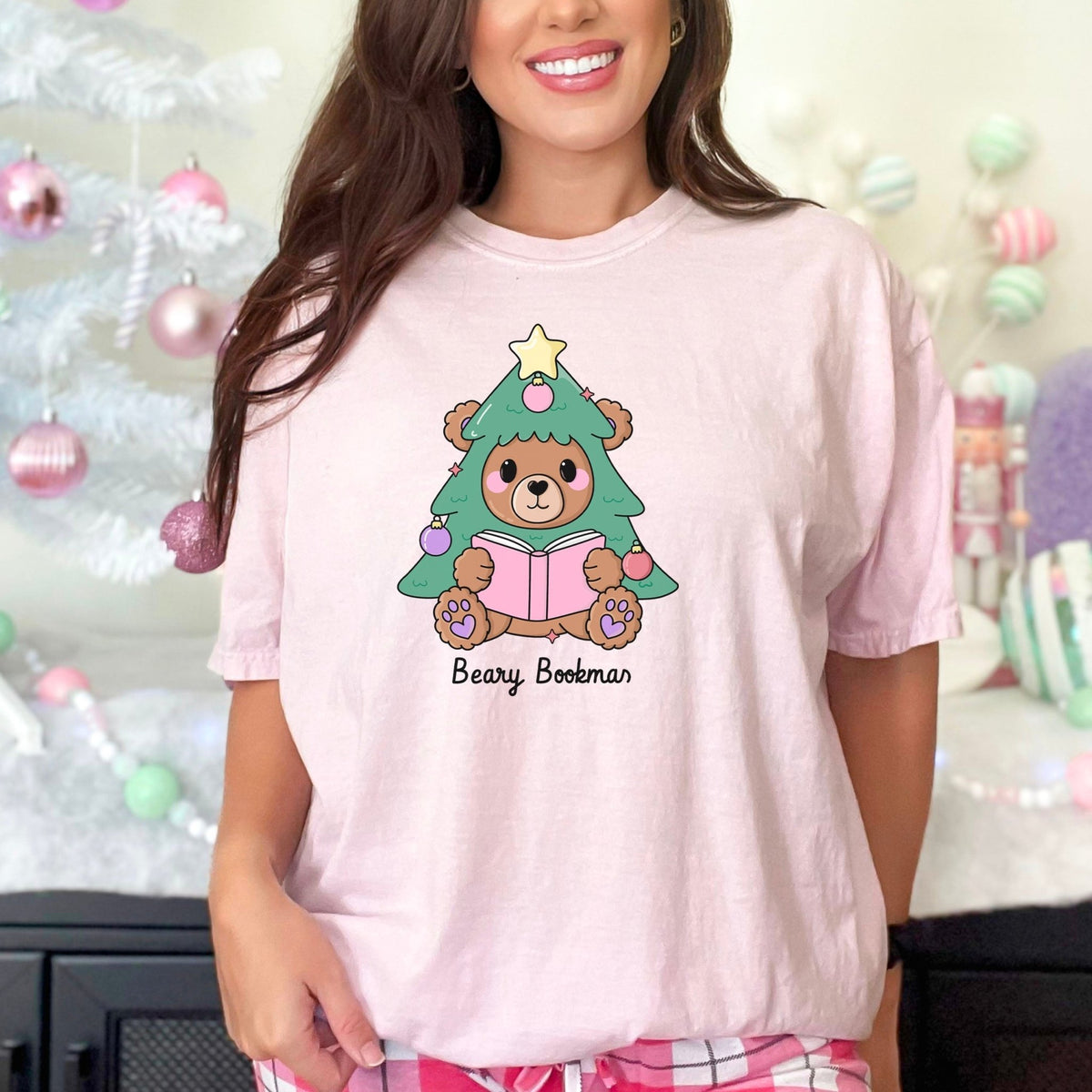 Beary Bookmas Heavyweight Comfort Colors Shirt - Starry Skies Austin