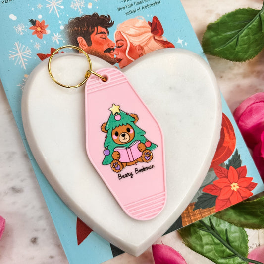 Beary Bookmas Motel Keychain - Starry Skies Austin