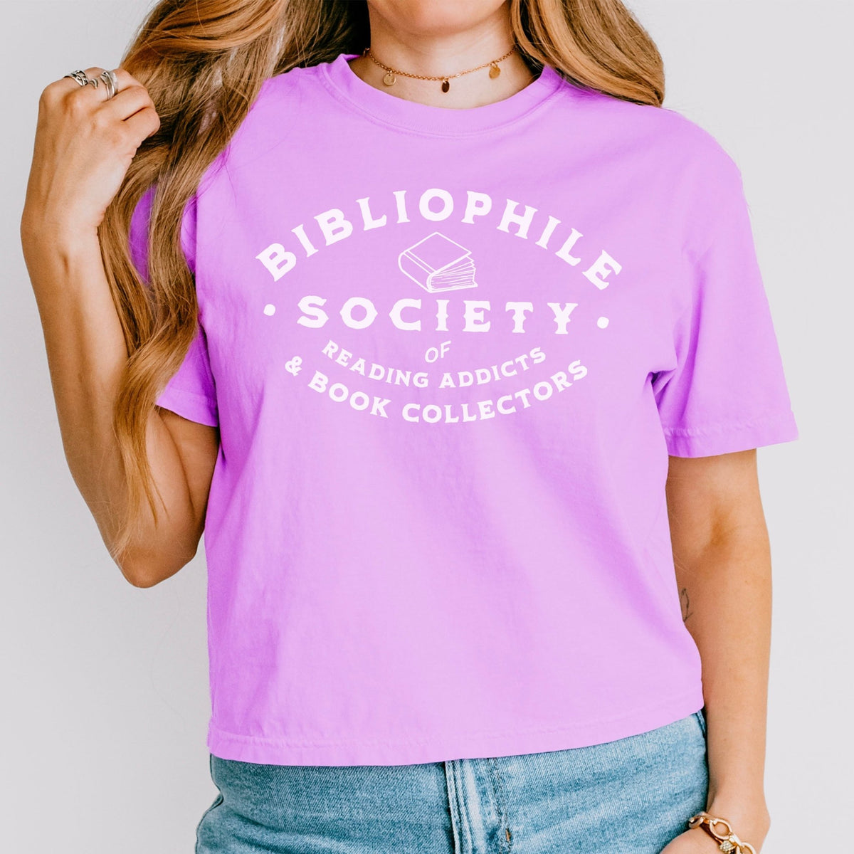 Bibliophile Society Heavyweight Comfort Colors Boxy Cropped Shirt - Starry Skies Austin