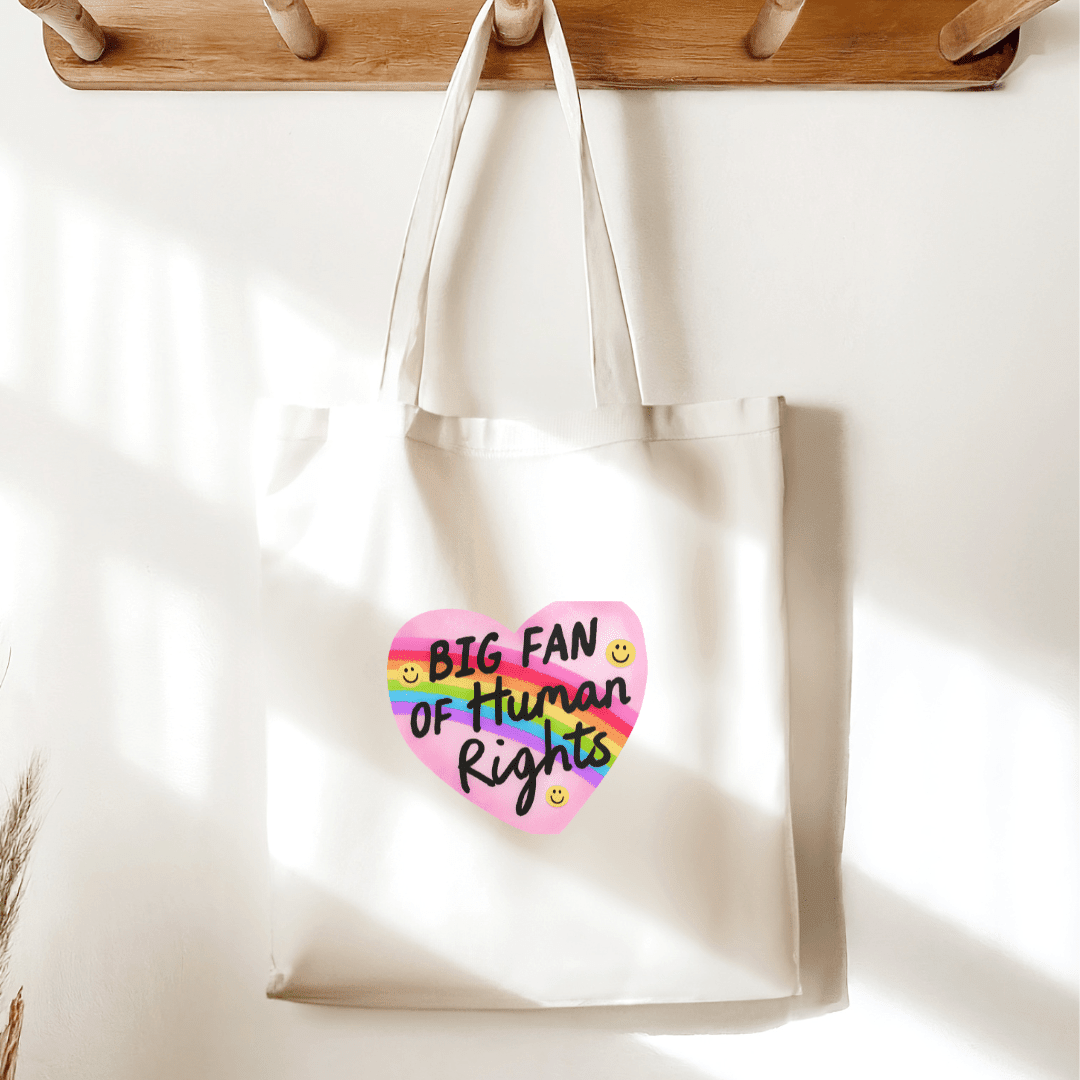 Big Fan of Human Rights Sublimated Canvas Tote Bag - Starry Skies Austin