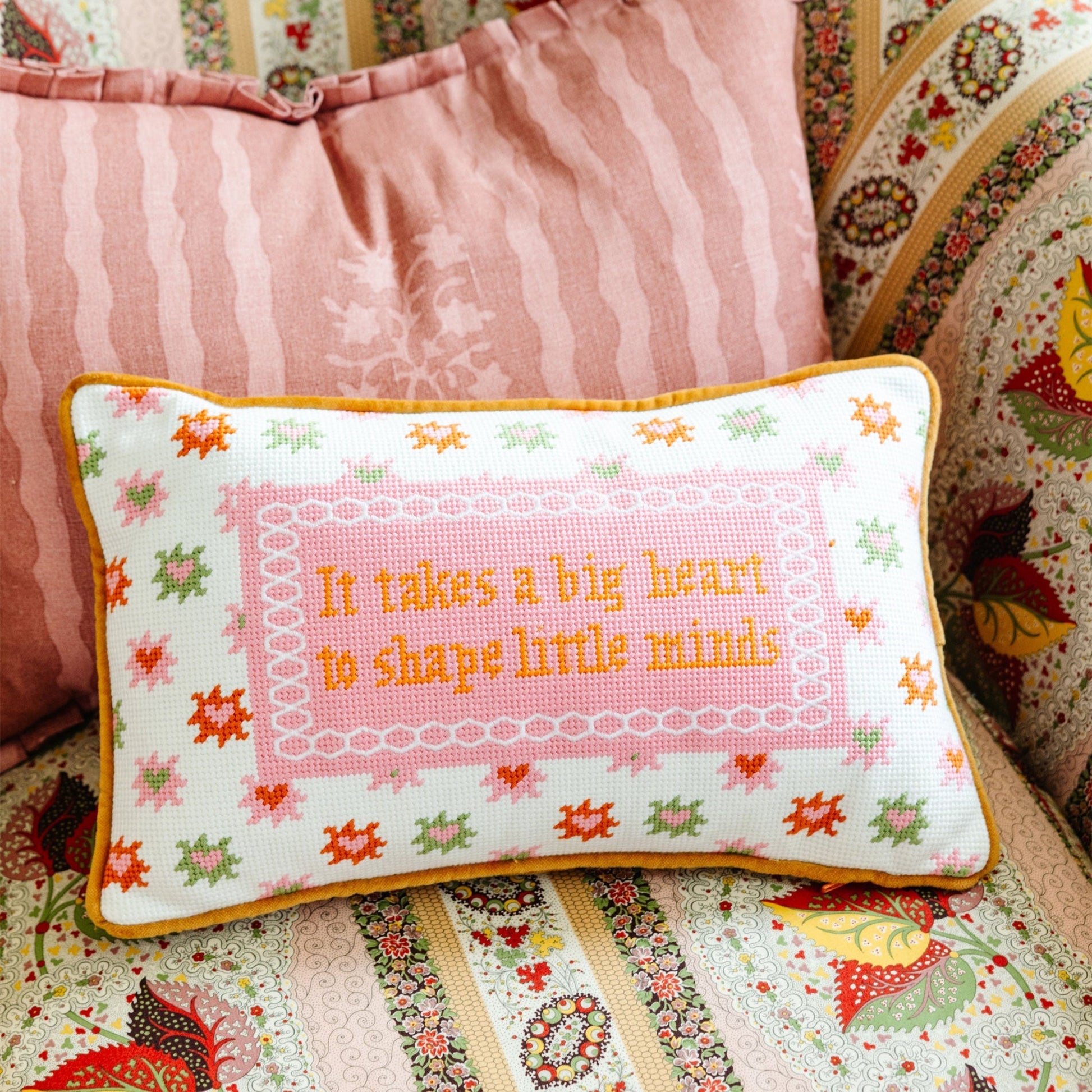 Big Heart Needlepoint Pillow - Starry Skies Austin