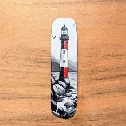 Black Red Lighthouse Coastal Bookmark Art Reading Gift - Starry Skies Austin