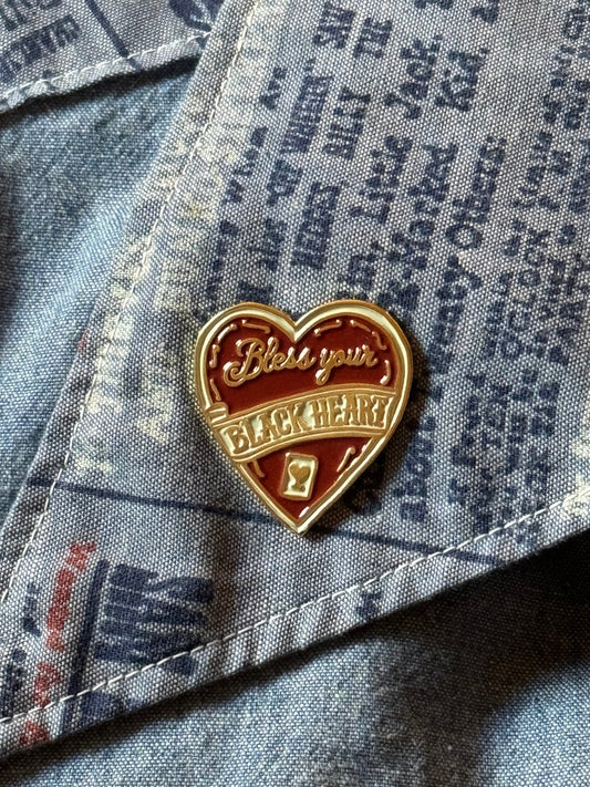 Bless Your Black Heart Enamel Pin | Southern Gothic Pin - Starry Skies Austin