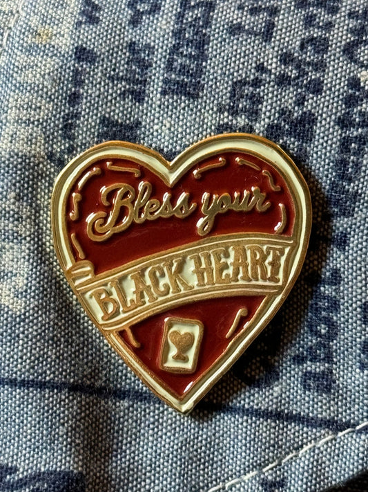 Bless Your Black Heart Enamel Pin | Southern Gothic Pin - Starry Skies Austin