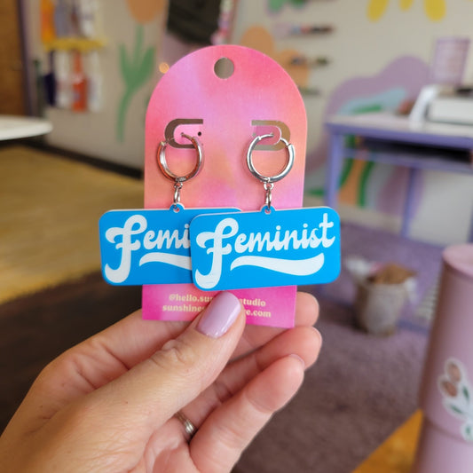Blue Feminist Earrings - Starry Skies Austin