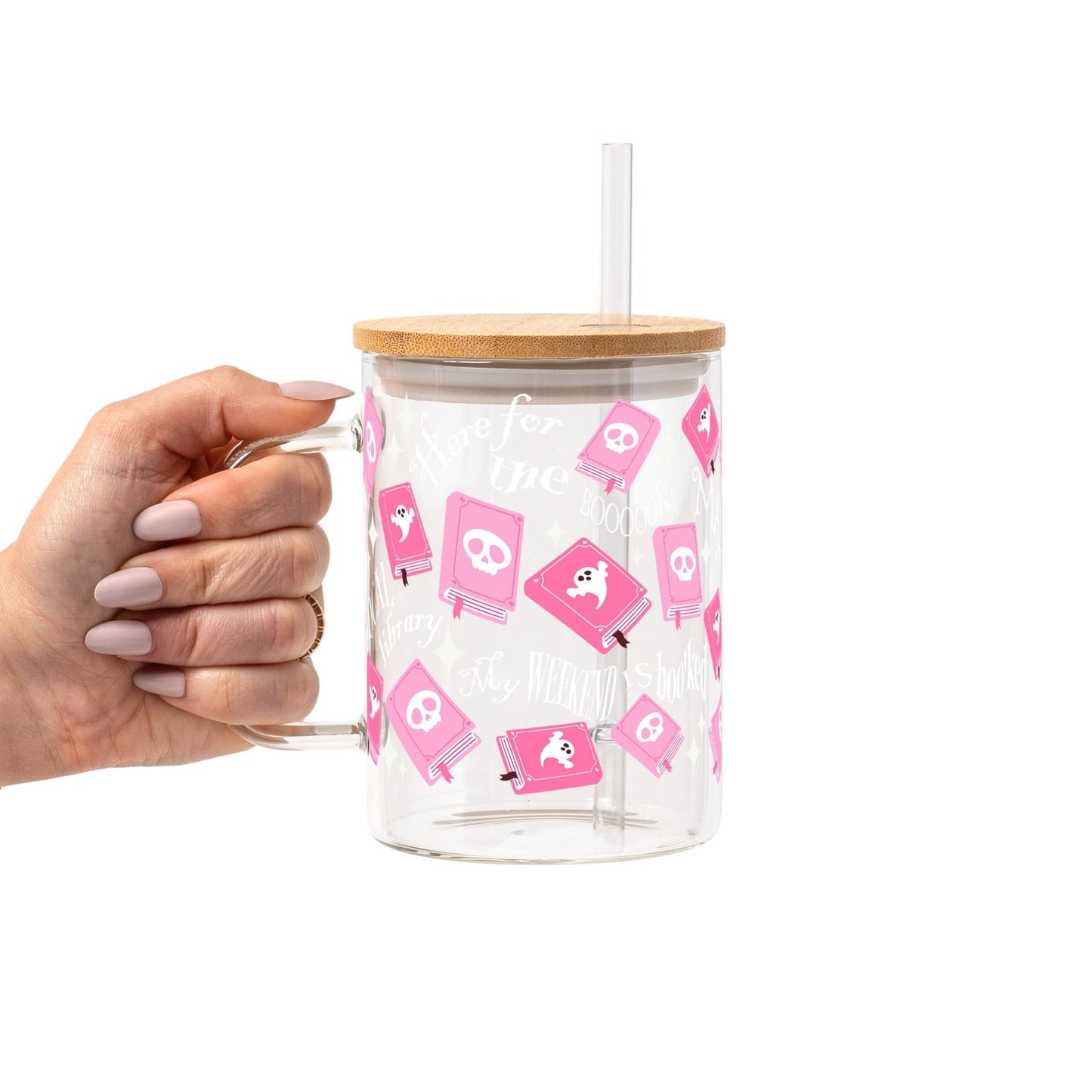 Boo - Kish Halloween Glass Cup, Mug & Tumbler with Lid and Straw - Starry Skies Austin