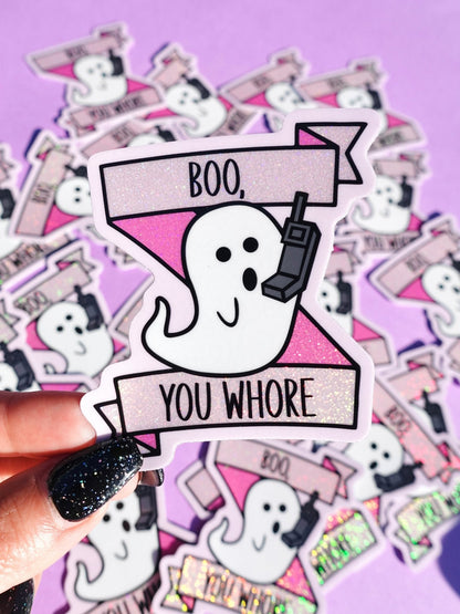 Boo You Whore Halloween Sticker - Starry Skies Austin