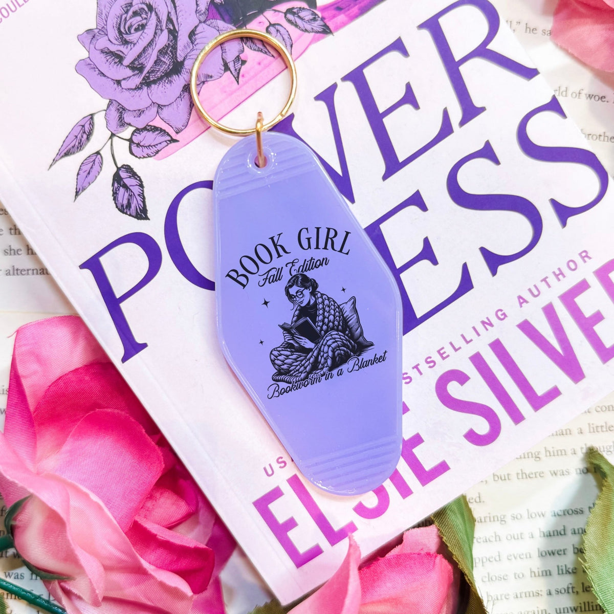 Book Girl Fall Edition Retro Motel Keychain - Starry Skies Austin