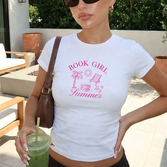 Book Girl Summer Bella Canvas Micro Rib Baby Tee - Starry Skies Austin