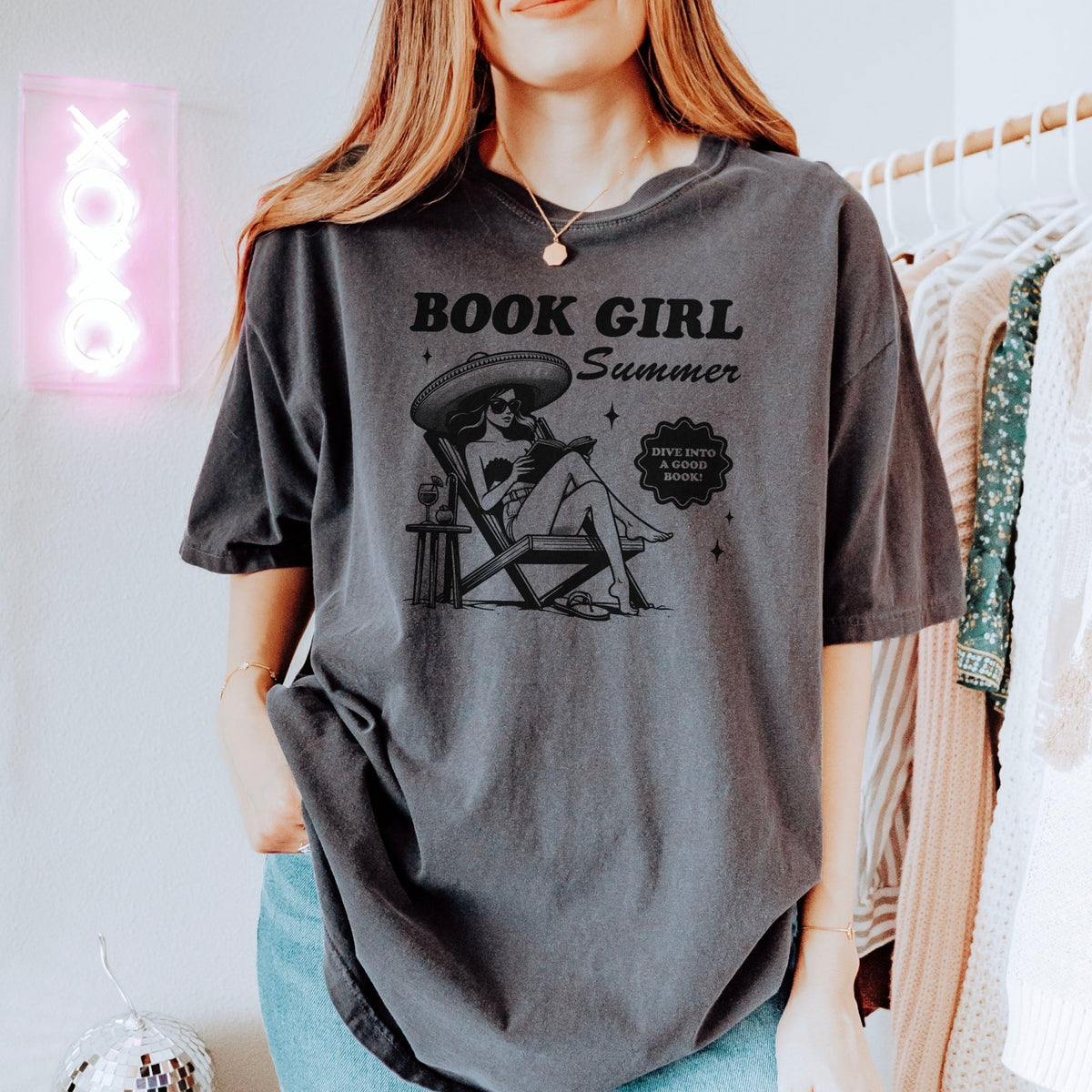 Book Girl Summer Heavyweight Comfort Colors Shirt - Starry Skies Austin