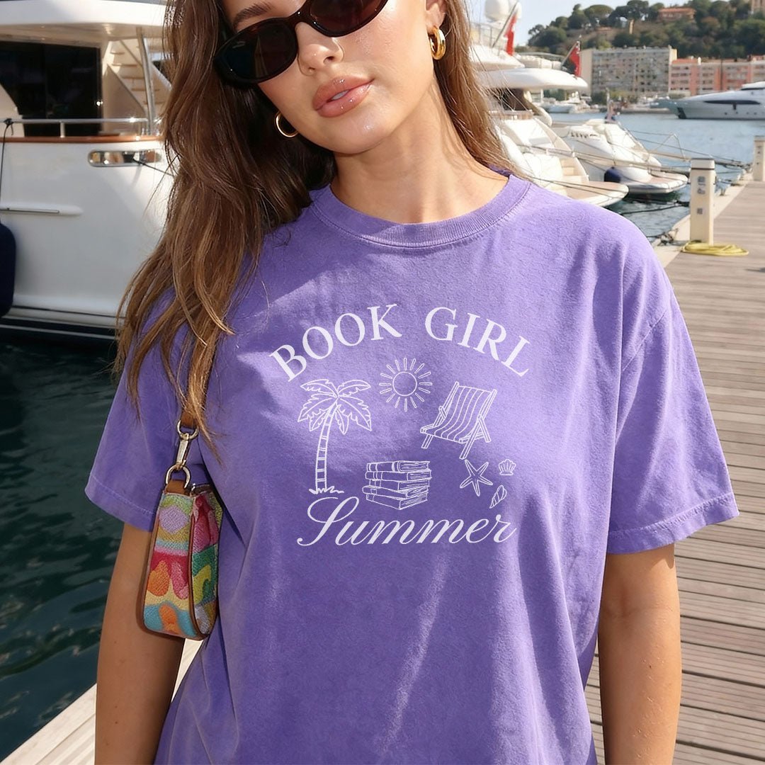 Book Girl Summer Heavyweight Comfort Colors Shirt - Starry Skies Austin