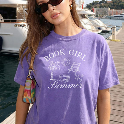 Book Girl Summer Heavyweight Comfort Colors Shirt - Starry Skies Austin