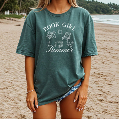 Book Girl Summer Heavyweight Comfort Colors Shirt - Starry Skies Austin
