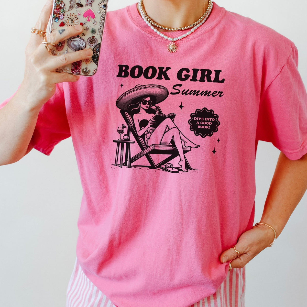 Book Girl Summer Heavyweight Comfort Colors Shirt - Starry Skies Austin