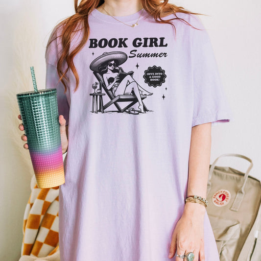 Book Girl Summer Heavyweight Comfort Colors Shirt - Starry Skies Austin