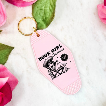 Book Girl Summer Retro Motel Keychain - Starry Skies Austin