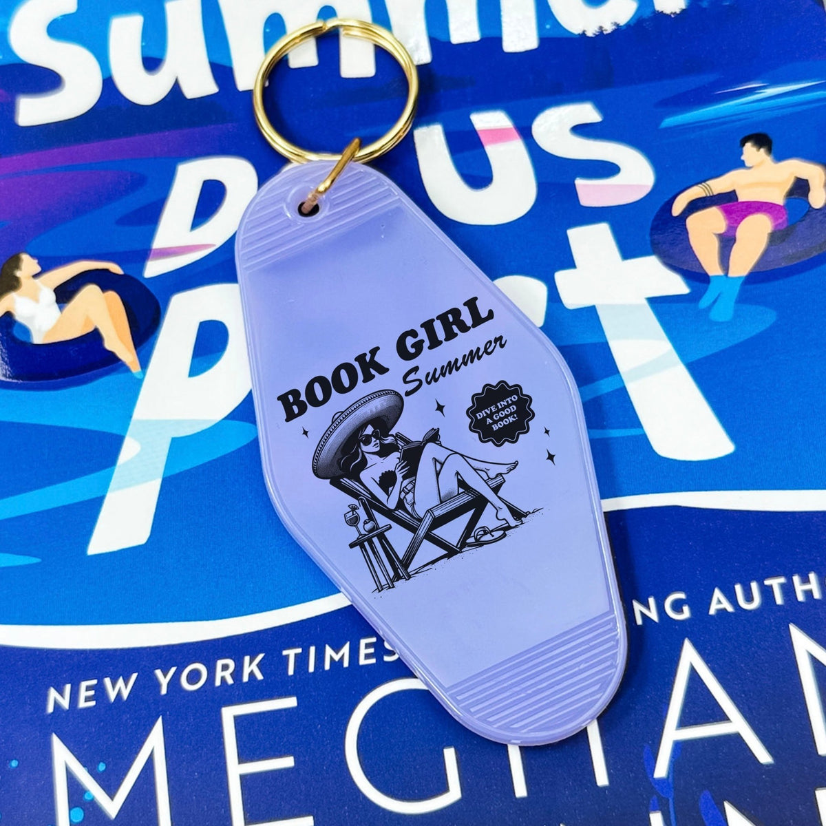 Book Girl Summer Retro Motel Keychain - Starry Skies Austin