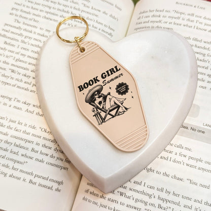 Book Girl Summer Retro Motel Keychain - Starry Skies Austin