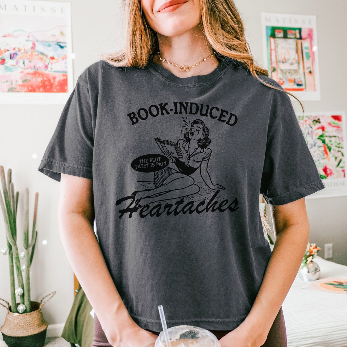 Book Induced Heartache Heavyweight Comfort Colors Boxy Cropped Shirt - Starry Skies Austin