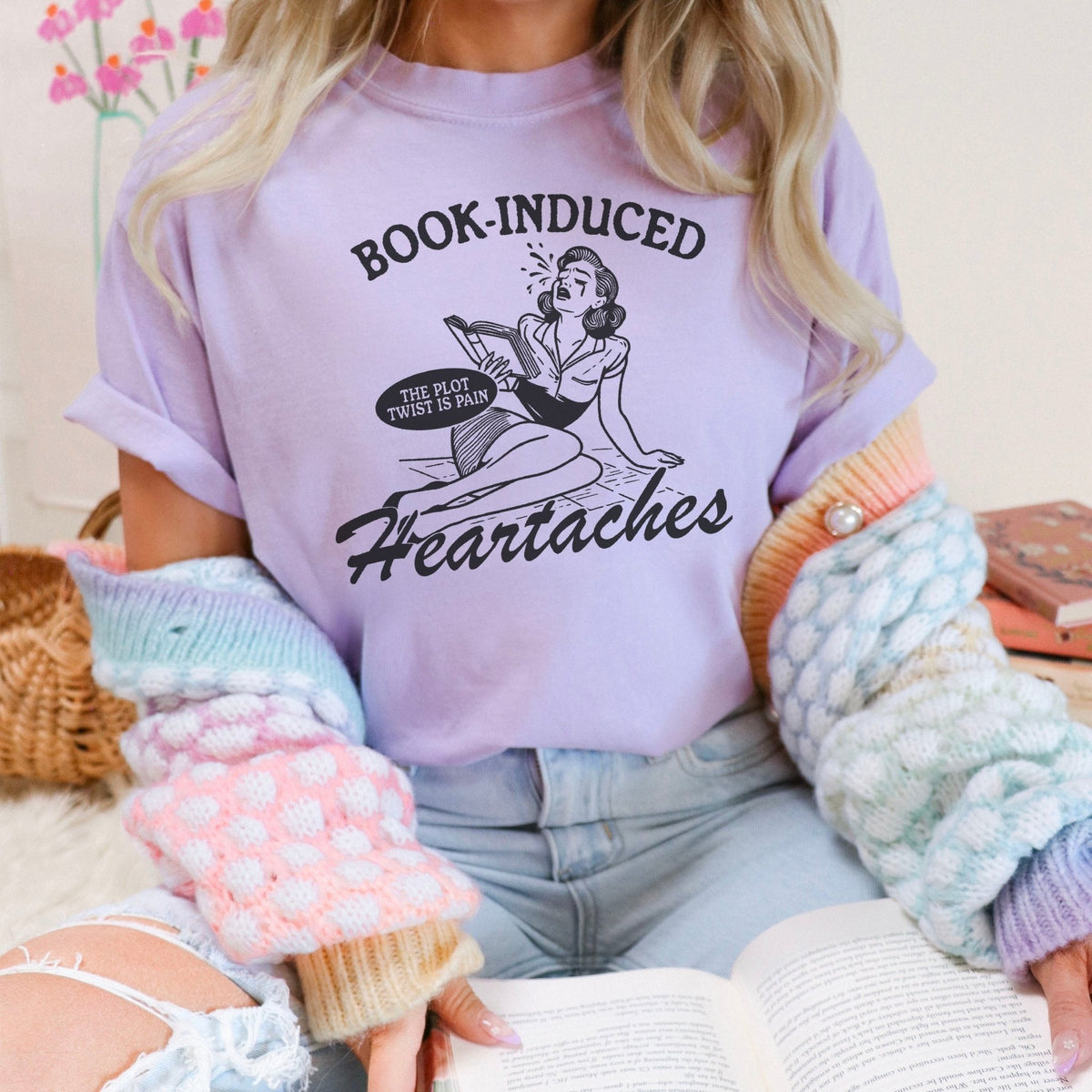 Book Induced Heartache Heavyweight Comfort Colors Shirt - Starry Skies Austin