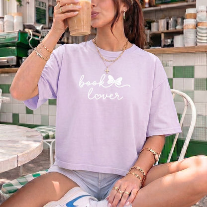 Book Lover Heavyweight Comfort Colors Boxy Cropped Shirt - Starry Skies Austin