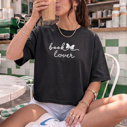 Book Lover Heavyweight Comfort Colors Boxy Cropped Shirt - Starry Skies Austin