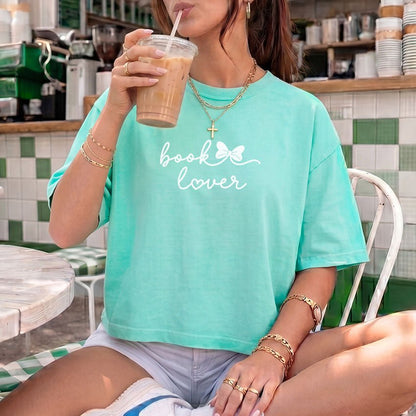 Book Lover Heavyweight Comfort Colors Boxy Cropped Shirt - Starry Skies Austin
