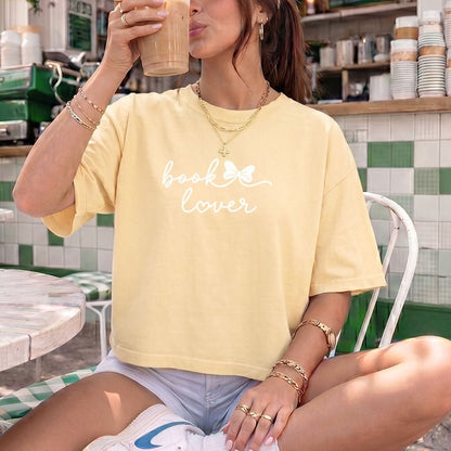 Book Lover Heavyweight Comfort Colors Boxy Cropped Shirt - Starry Skies Austin