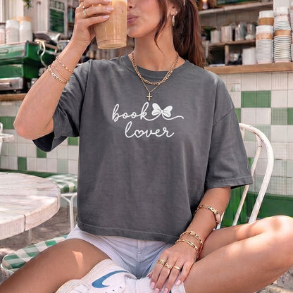 Book Lover Heavyweight Comfort Colors Boxy Cropped Shirt - Starry Skies Austin