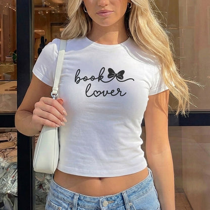 Book Lover Micro Rib Baby Tee - Starry Skies Austin