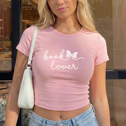 Book Lover Micro Rib Baby Tee - Starry Skies Austin