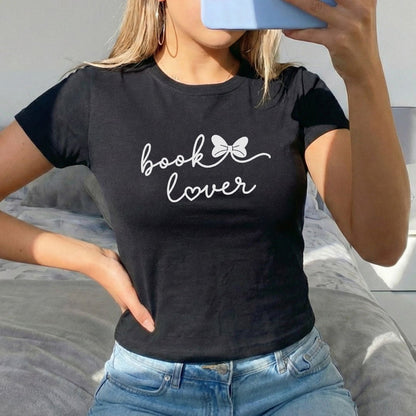 Book Lover Micro Rib Baby Tee - Starry Skies Austin