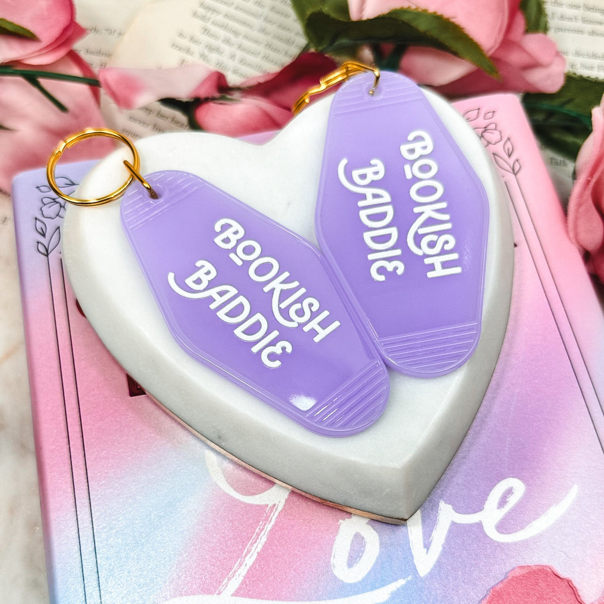 Bookish Baddie Retro Motel Keychain - Starry Skies Austin