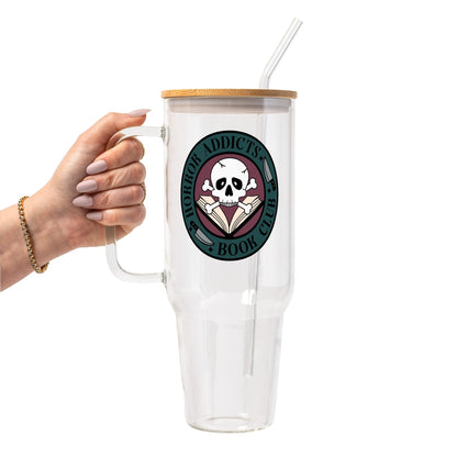 Bookish Reader Glass Cup, Mug & Tumbler with Lid and Straw - Starry Skies Austin