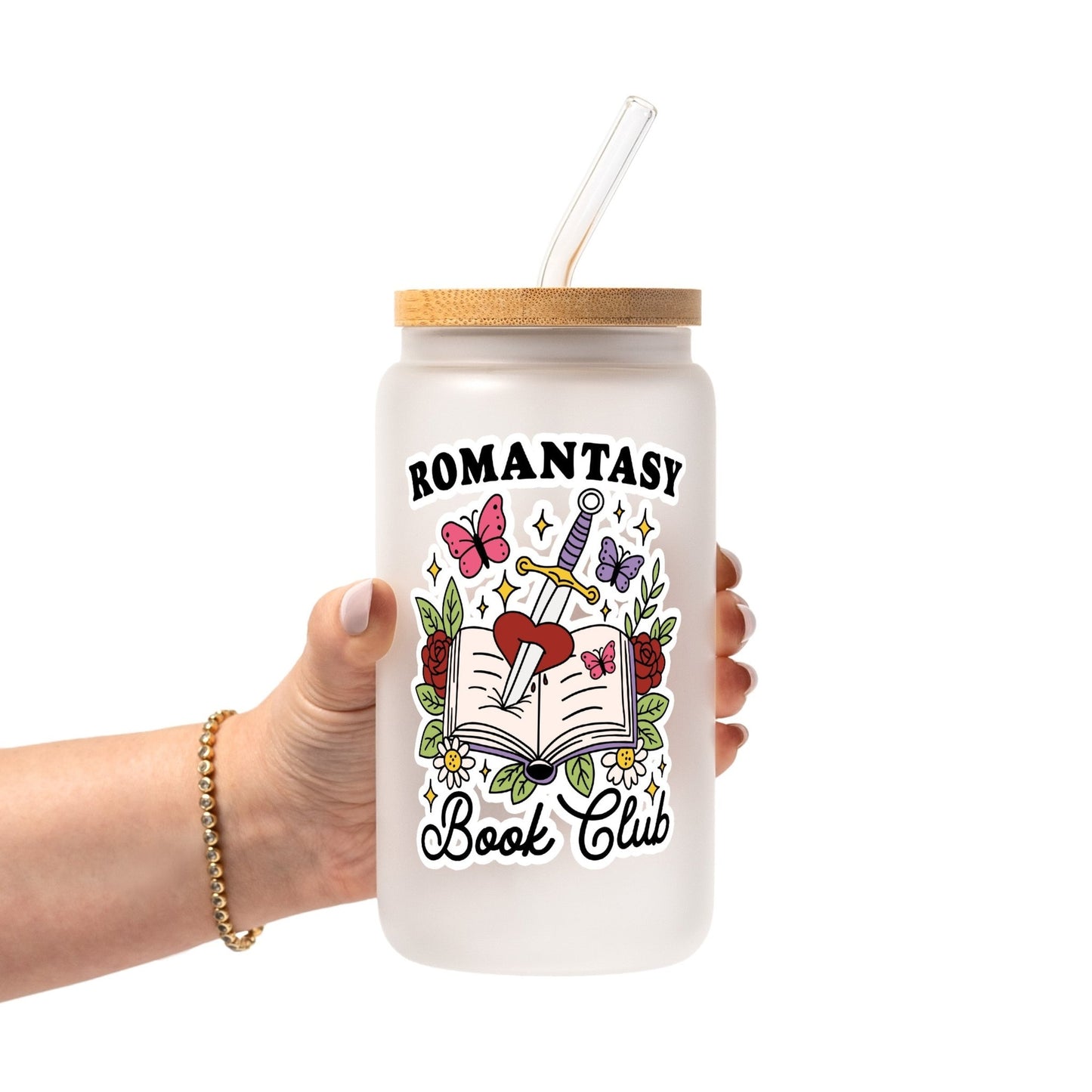 Bookish Reader Glass Cup, Mug & Tumbler with Lid and Straw - Starry Skies Austin
