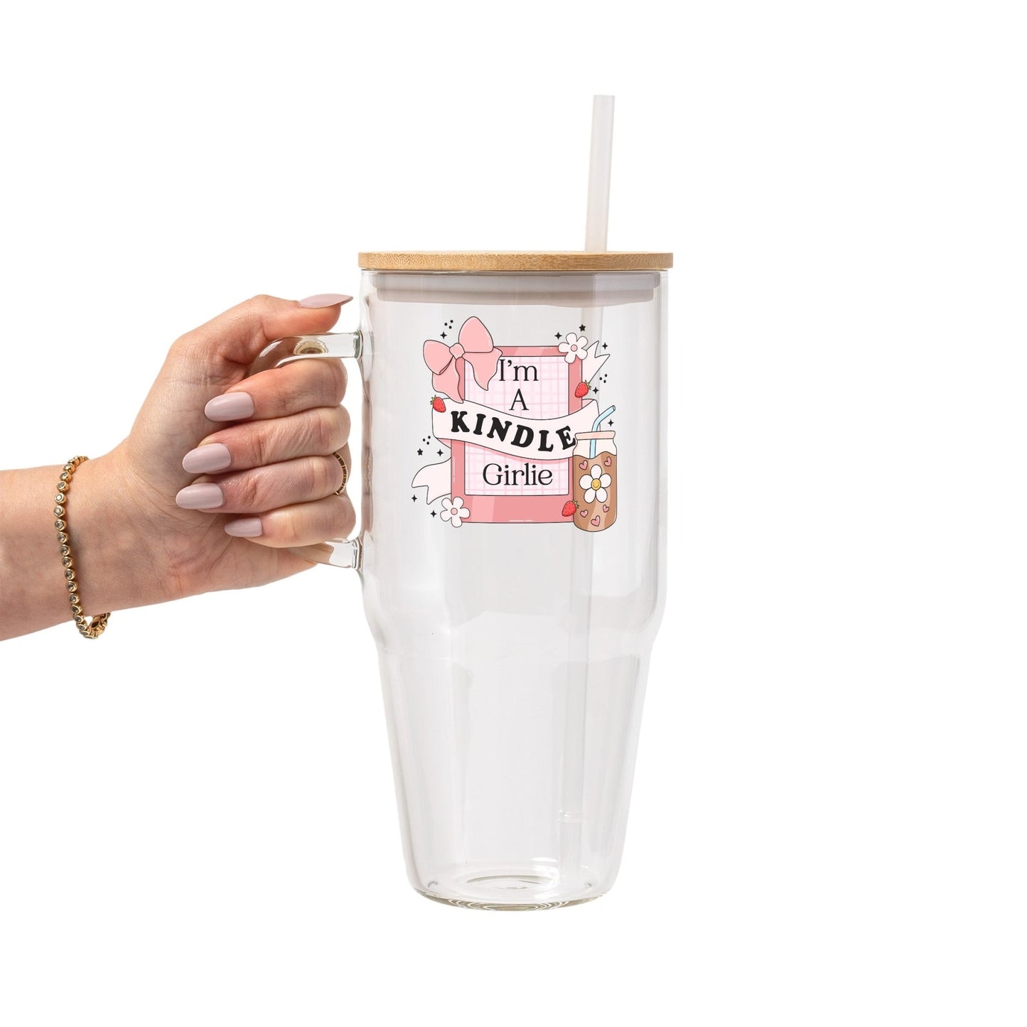 Bookish Reader Glass Cup, Mug & Tumbler with Lid and Straw - Starry Skies Austin