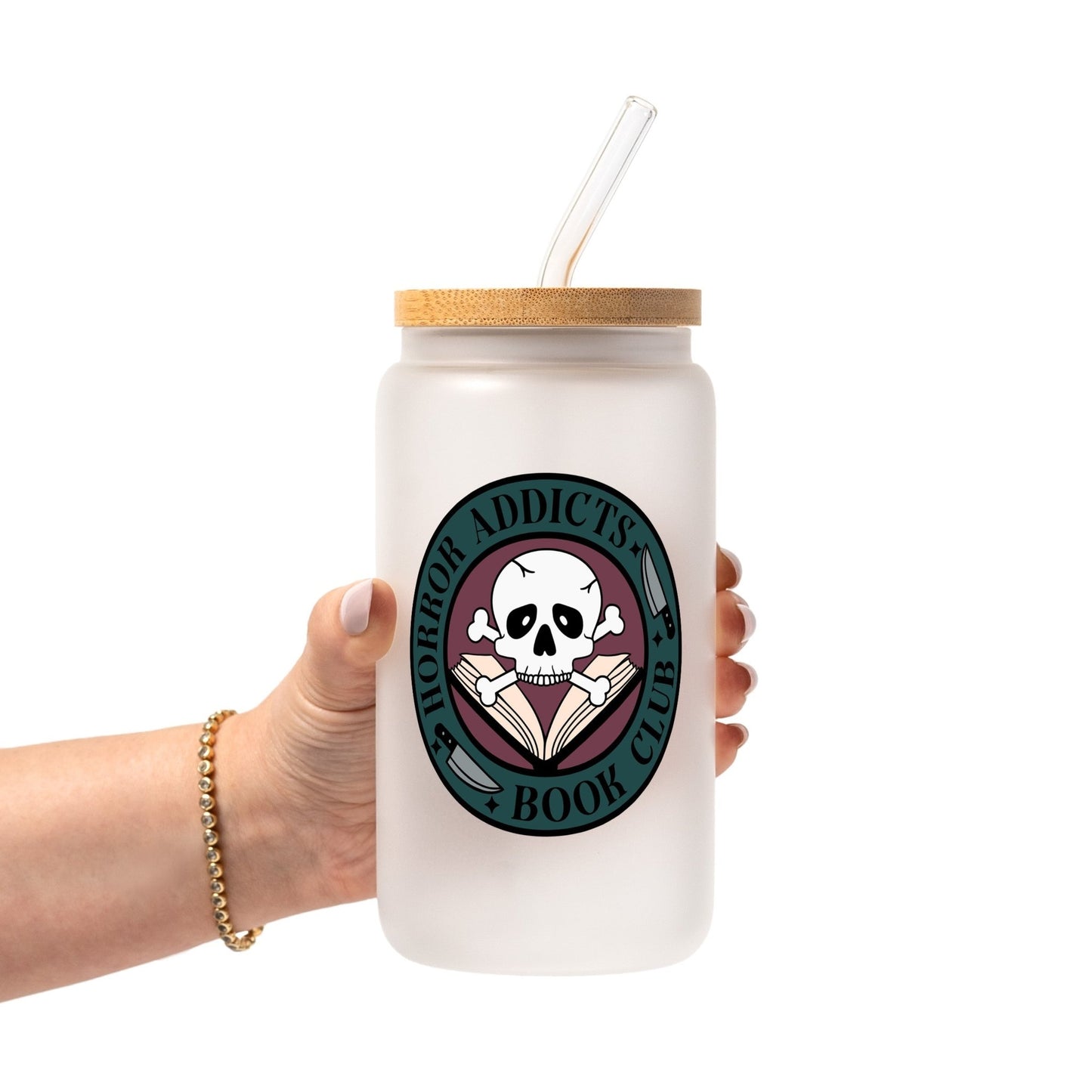 Bookish Reader Glass Cup, Mug & Tumbler with Lid and Straw - Starry Skies Austin