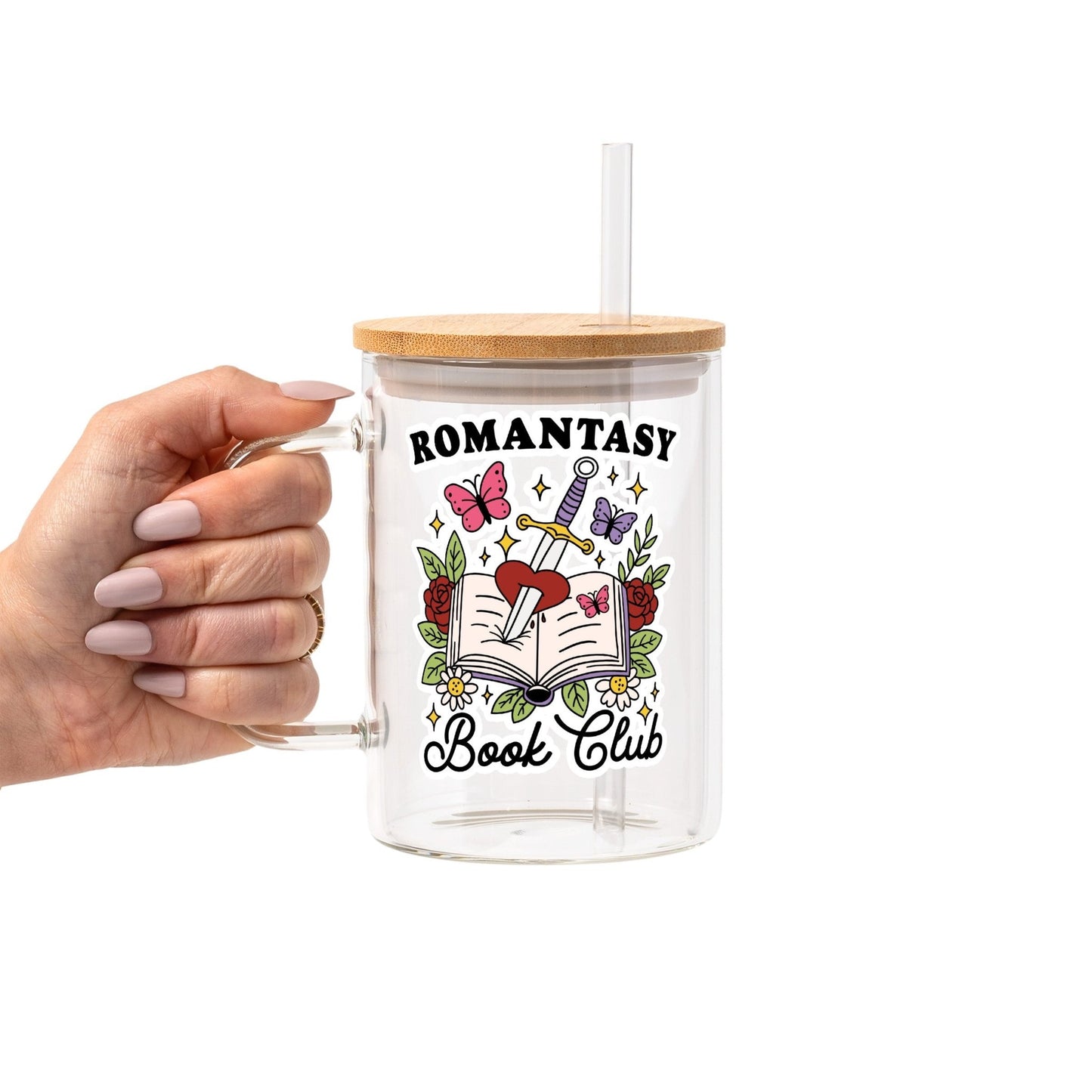 Bookish Reader Glass Cup, Mug & Tumbler with Lid and Straw - Starry Skies Austin