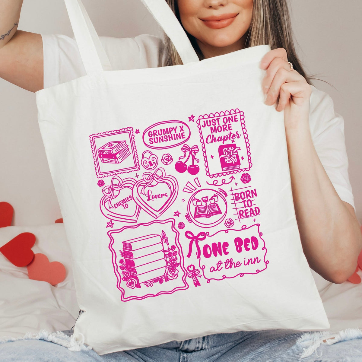 Bookish Romance Tropes Canvas Tote Bag - Starry Skies Austin