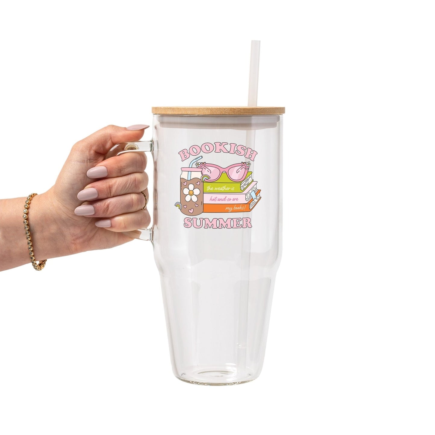 Bookish Summer Glass Cup, Mug & Tumbler with Lid and Straw - Starry Skies Austin