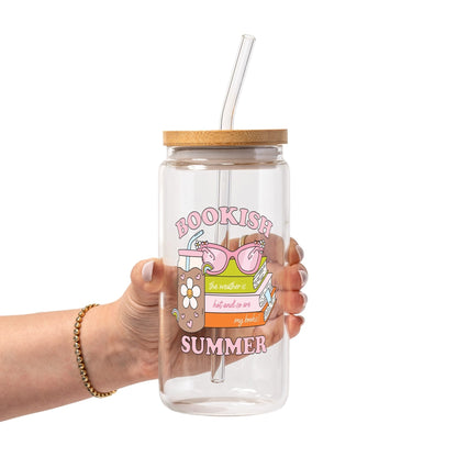 Bookish Summer Glass Cup, Mug & Tumbler with Lid and Straw - Starry Skies Austin
