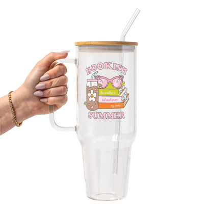 Bookish Summer Glass Cup, Mug & Tumbler with Lid and Straw - Starry Skies Austin