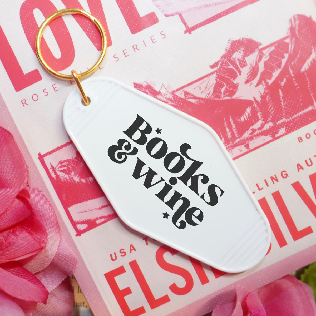Books And Wine Retro Motel Keychain - Starry Skies Austin