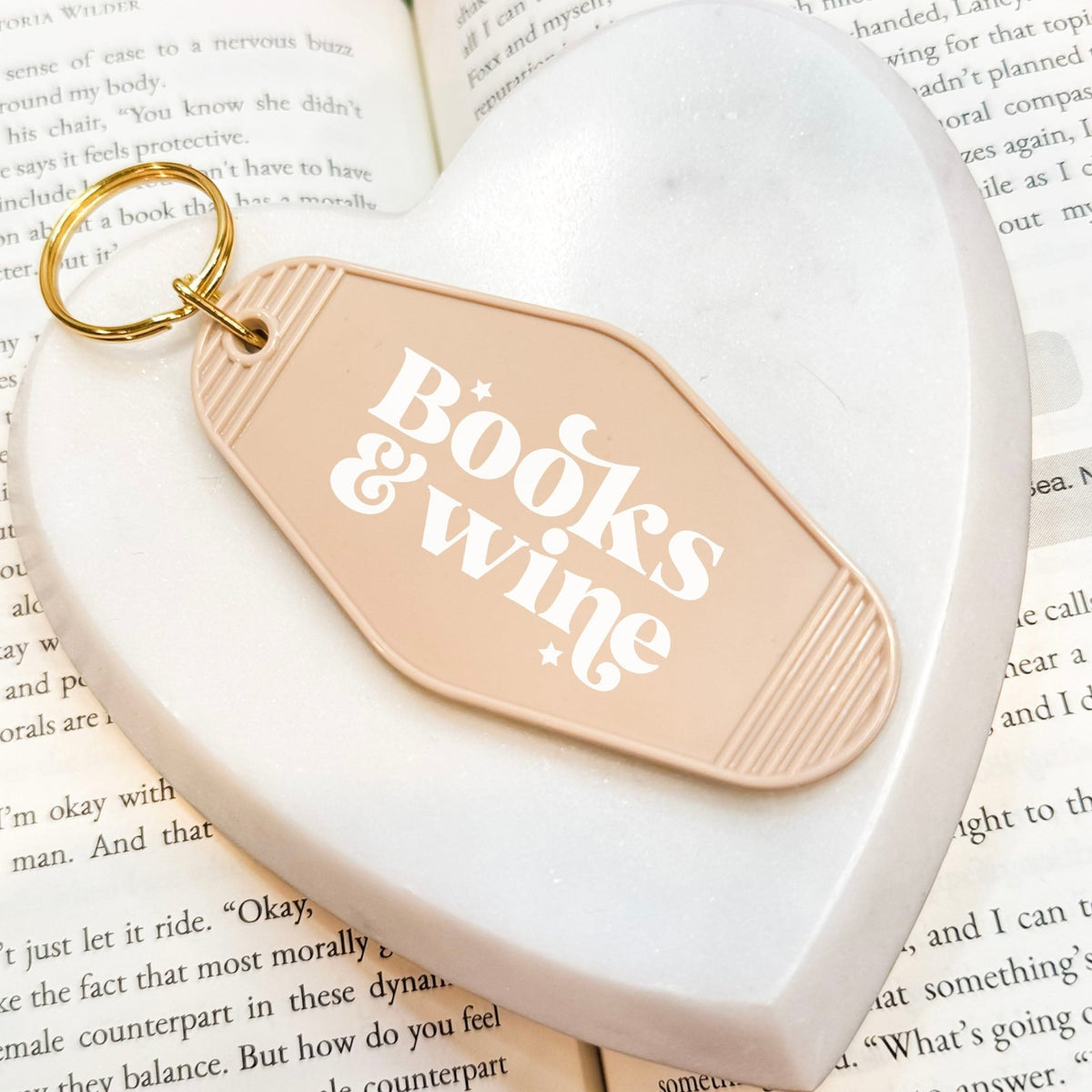 Books And Wine Retro Motel Keychain - Starry Skies Austin