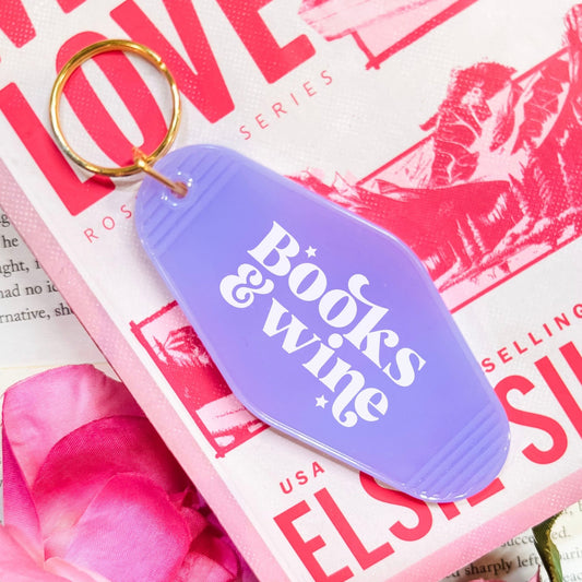 Books And Wine Retro Motel Keychain - Starry Skies Austin