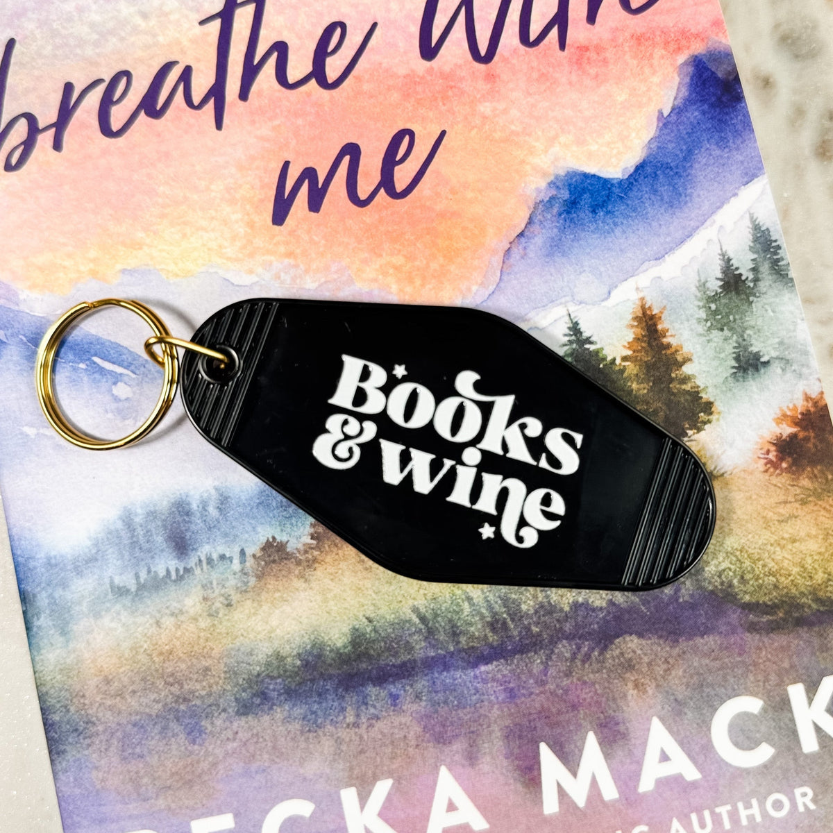 Books And Wine Retro Motel Keychain - Starry Skies Austin