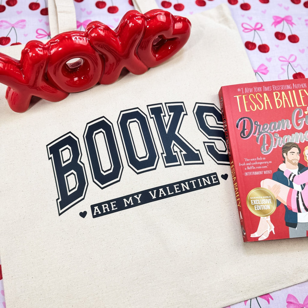 Books Are My Valentine Canvas Tote Bag - Starry Skies Austin