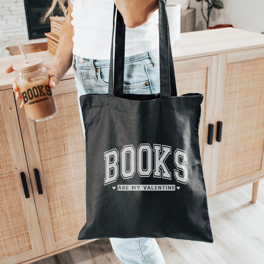 Books Are My Valentine Canvas Tote Bag - Starry Skies Austin