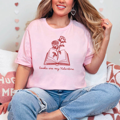 Books Are My Valentine (Floral) Gildan Softstyle Shirt - Starry Skies Austin